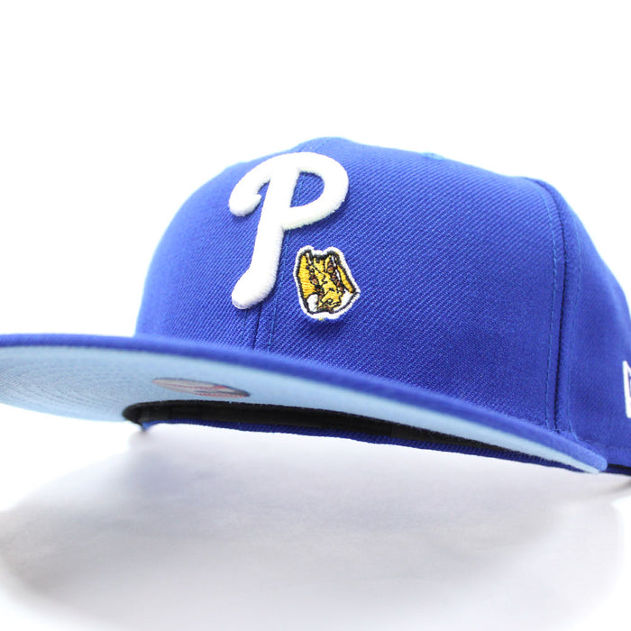 Philadelphia Phillies Team Eats Logo 59Fifty New Era Fitted Cap (Blue Sky Blue Under Brim)