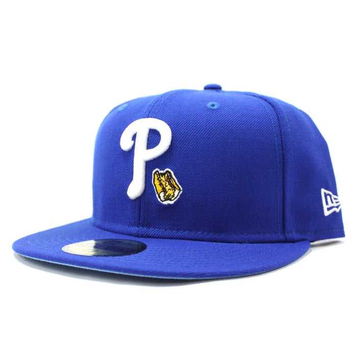 Philadelphia Phillies Team Eats Logo 59Fifty New Era Fitted Cap (Blue Sky Blue Under Brim)