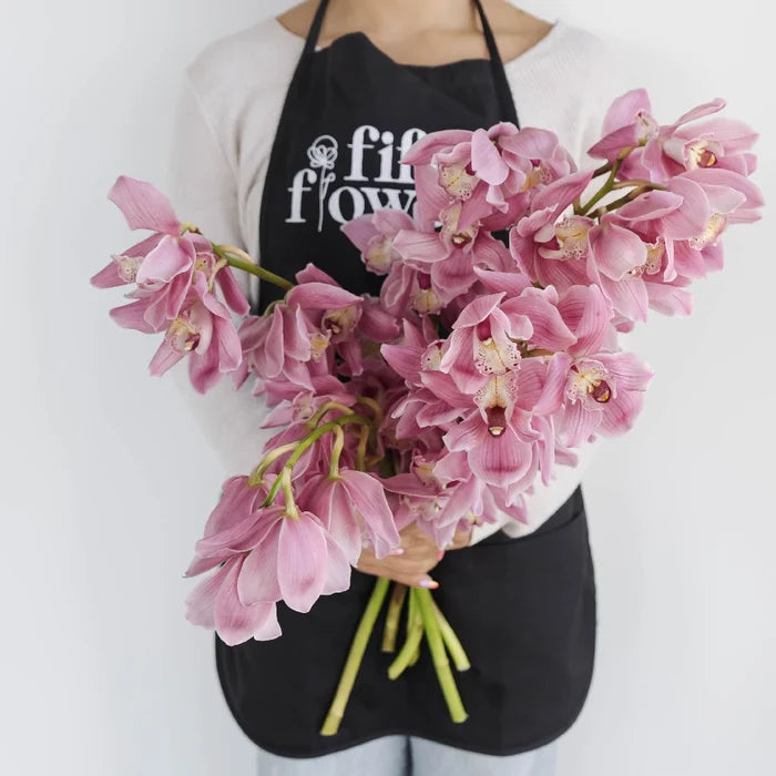 Cymbidium Orchids Pinky Lavender Flower Apron - Image