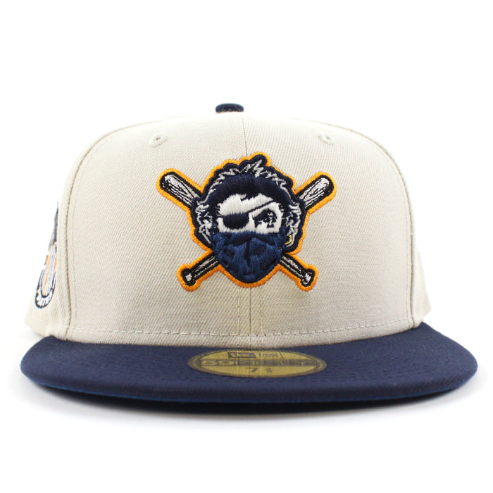 Pittsburgh Pirates TEAM FLAG 59Fifty New Era Fitted Hat (GITD Stone Oceanside Blue Seashore Blue Under Brim)