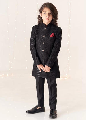 Plain Black Sherwani
