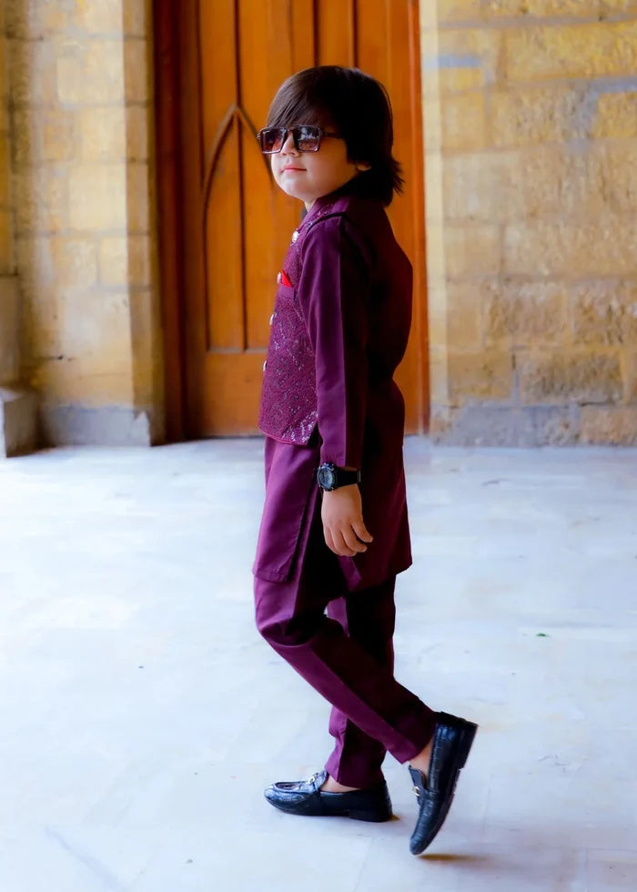 Plum Purple Waistcoat Suit-KC 042