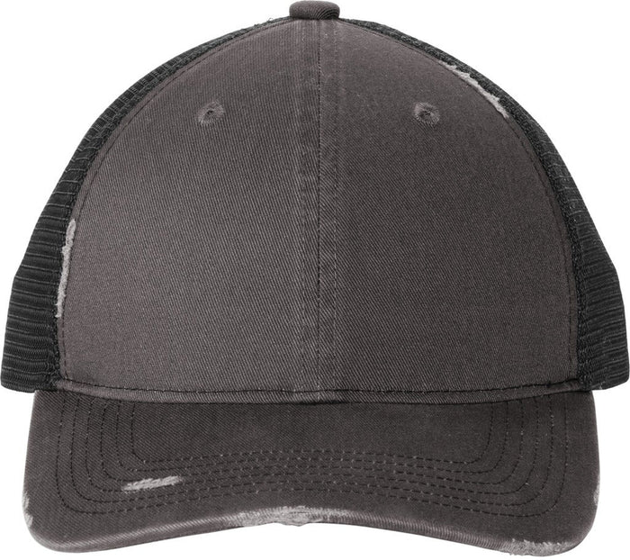 Port Authority Distressed Mesh Back Cap-New-Port Authority-Grey Steel/Black-OSFA-Thread Logic