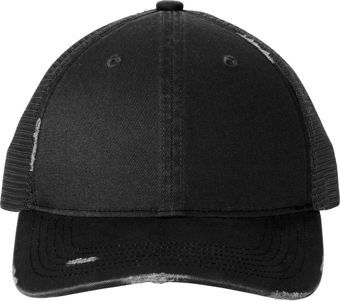 Port Authority Distressed Mesh Back Cap-New-Port Authority-Black/Black-OSFA-Thread Logic