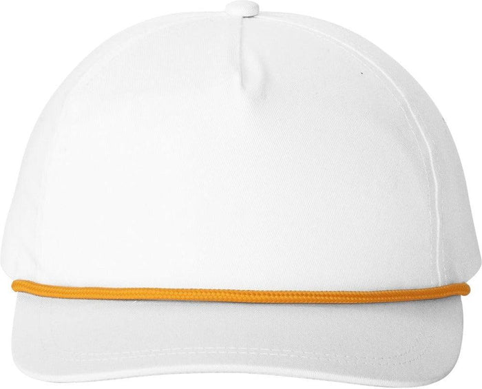 Port Authority Snapback Five-Panel Rope Cap-New-Port Authority-White/Athletic Gold-OSFA-Thread Logic