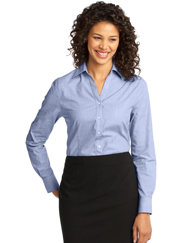 no-logo Port Authority Ladies Crosshatch Easy Care Shirt-Regular-Port Authority-Thread Logic