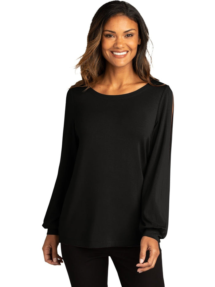 no-logo Port Authority Ladies Luxe Knit Jewel Neck Top-Regular-Port Authority-Thread Logic