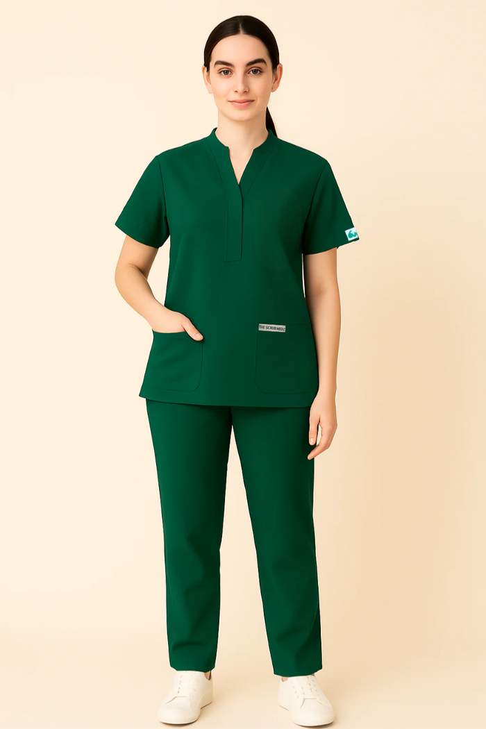 PRESTIGE 4 POCKET MANDARIN (GREEN) WOMEN SCRUB