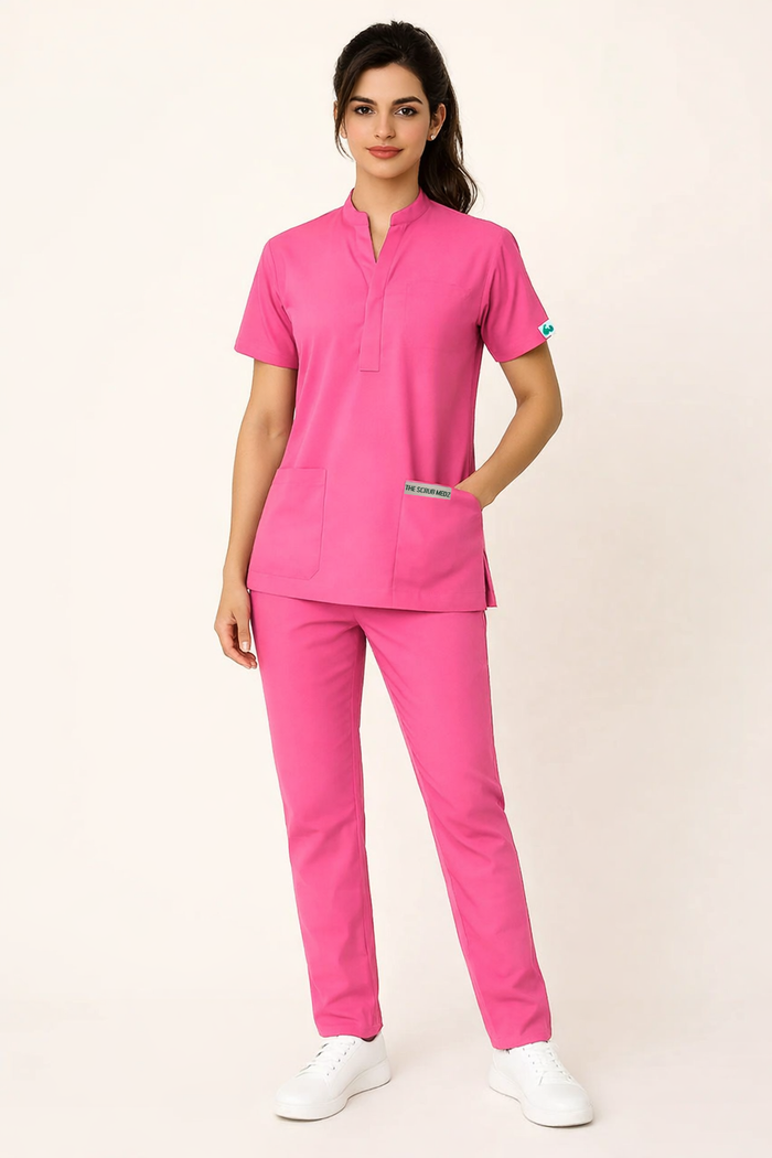 PRESTIGE 4 POCKET MANDARIN (PINK) WOMEN SCRUB