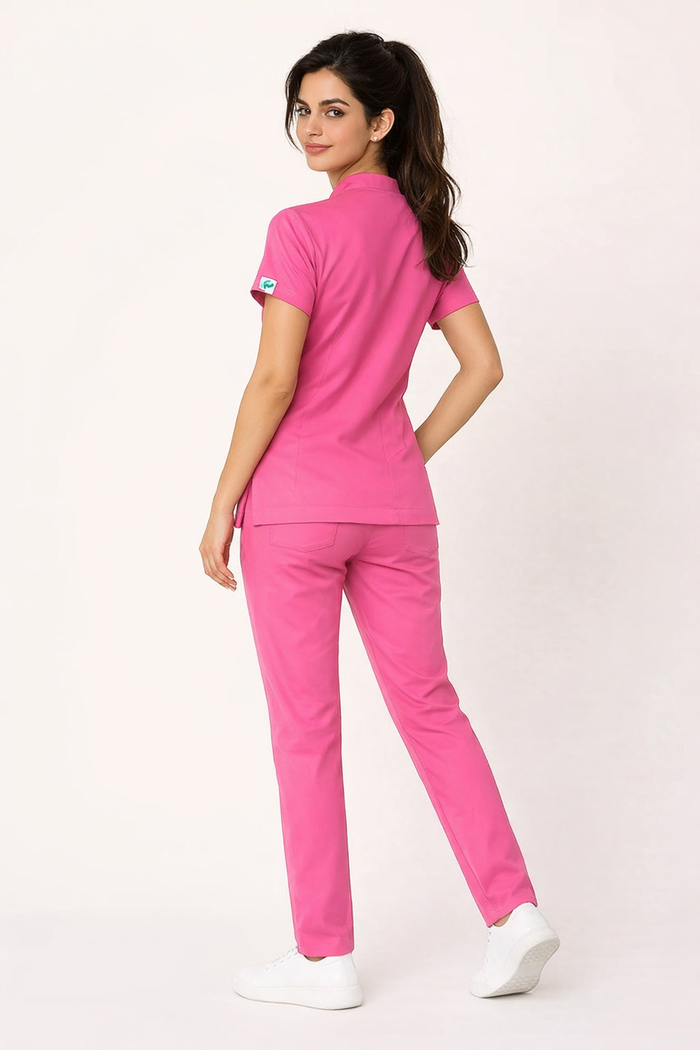 PRESTIGE 4 POCKET MANDARIN (PINK) WOMEN SCRUB
