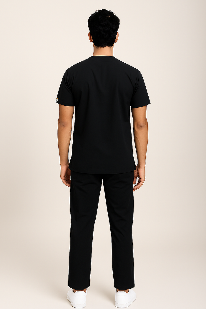 PRESTIGE 4 POCKET V NECK (BLACK) ACTIVE SCRUB