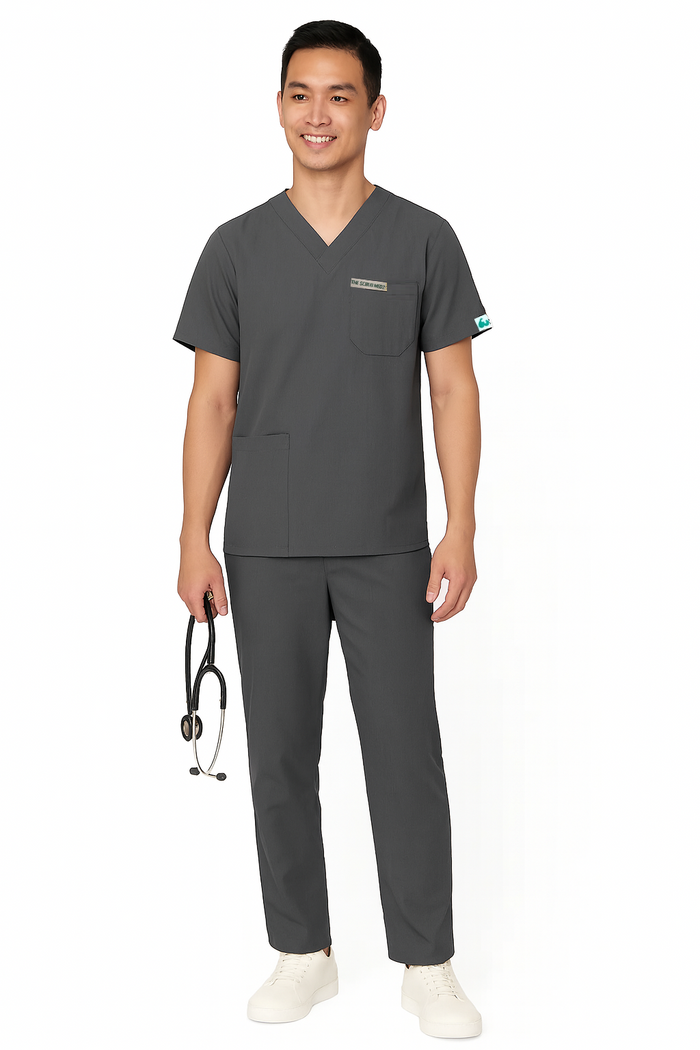 PRESTIGE 4 POCKET V NECK (GREY) MEN SCRUB