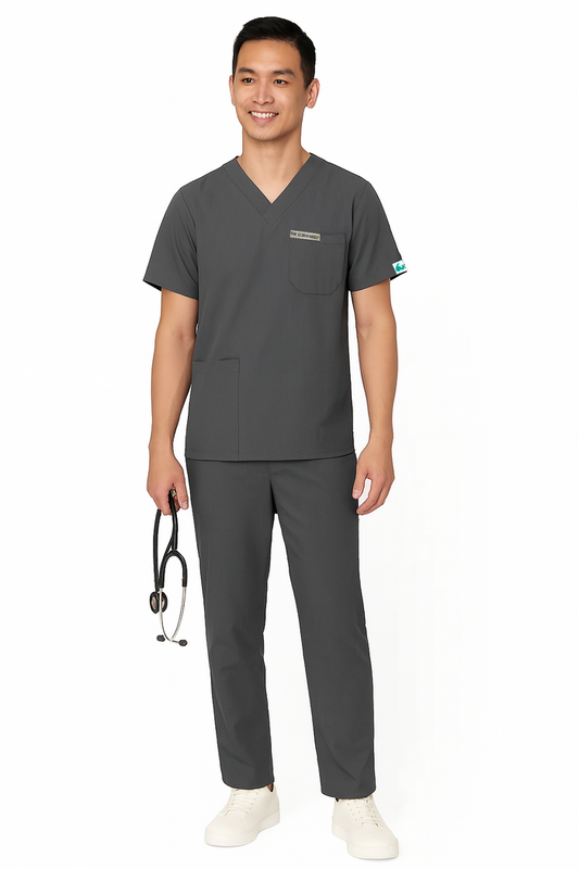 PRESTIGE 4 POCKET V NECK (GREY) MEN SCRUB