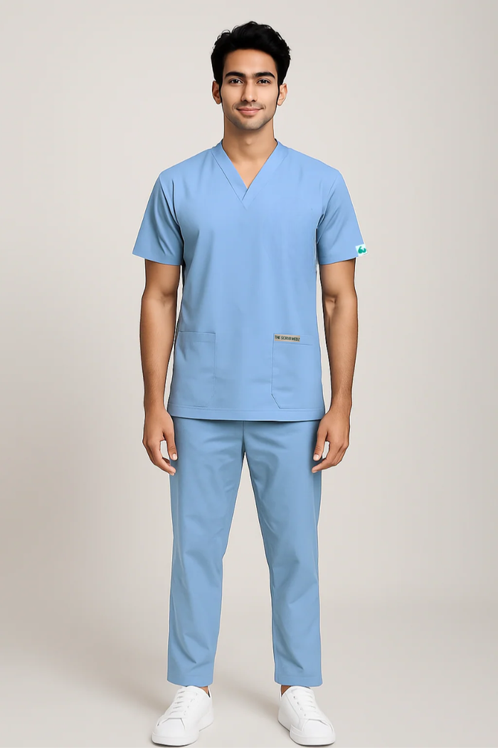 PRESTIGE 4 POCKET V NECK (SKY BLUE) ACTIVE SCRUB