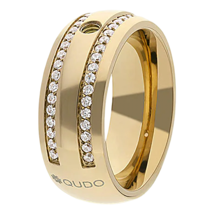 gold lecce qudo ring with pave accents interchangeable swarovski crystal jewelry