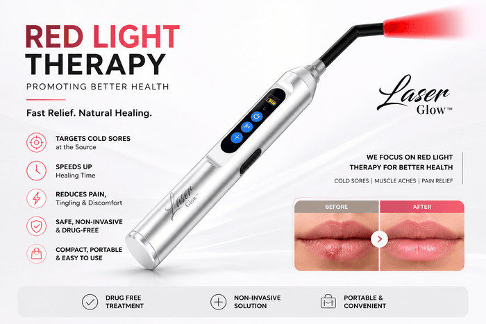 Red light therapy cold sore device with portable applicator