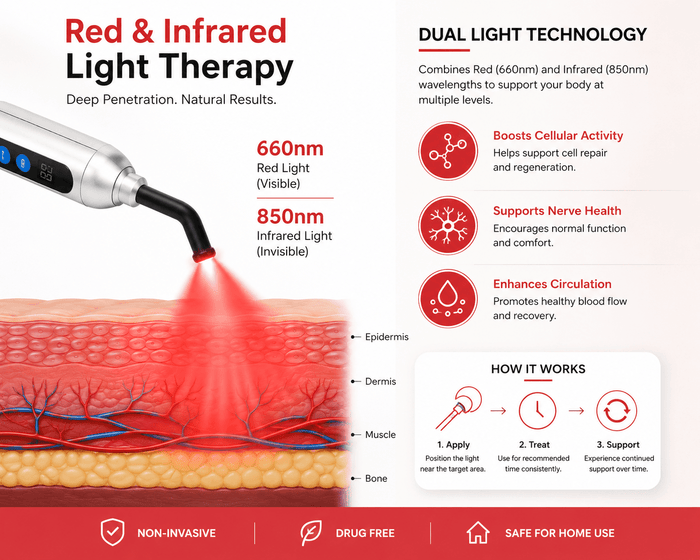 Red and infrared light therapy device wavelength guide