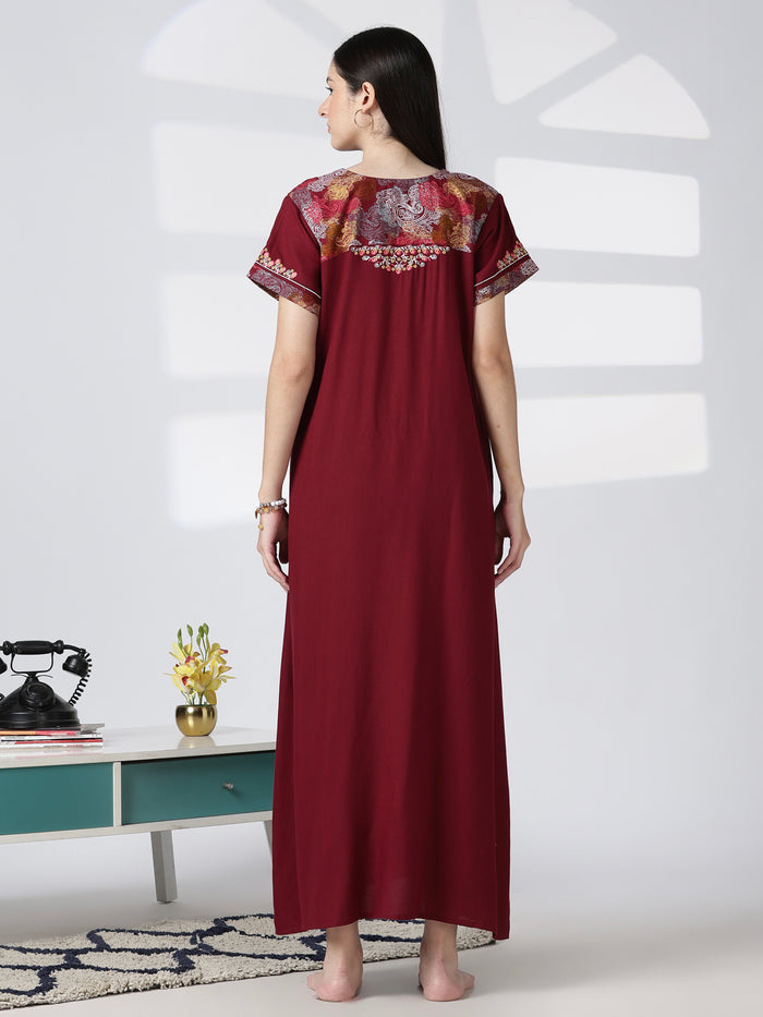 Regal maroon designer daily night wear for women