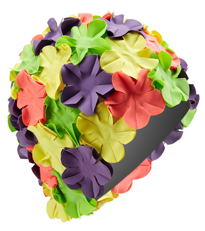 Retro Sporti Flower Swim Cap - Yellow, Hot Pink, Emerald, Purple - Destination PSP