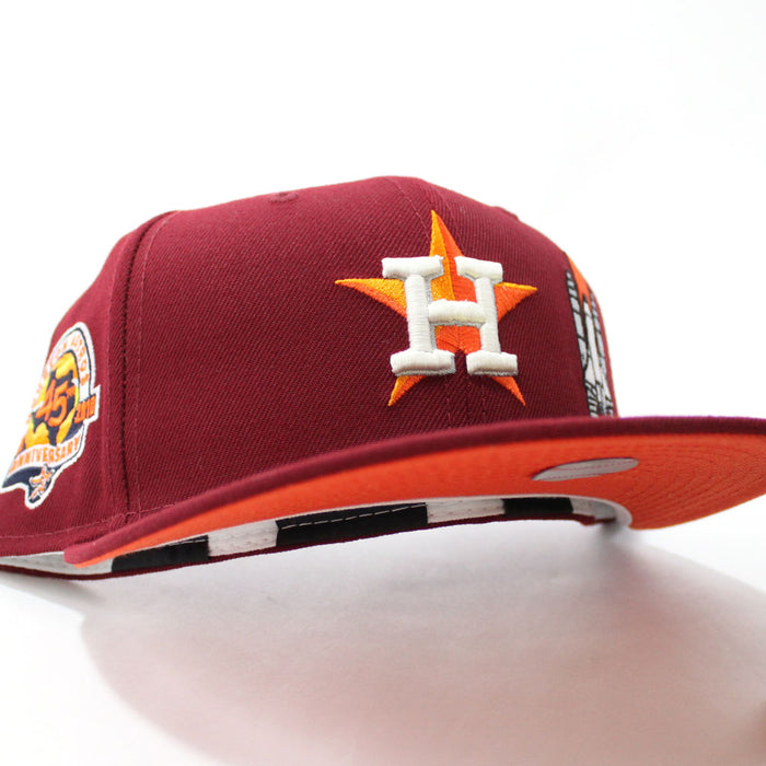 Rocket Houston Astros Cooperstown 45th Anniversary New Era 59Fifty Fitted Hat (Cardnial Orange Under Brim)