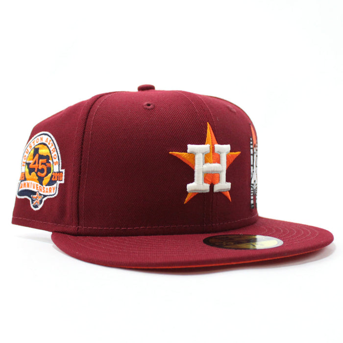 Rocket Houston Astros Cooperstown 45th Anniversary New Era 59Fifty Fitted Hat (Cardnial Orange Under Brim)