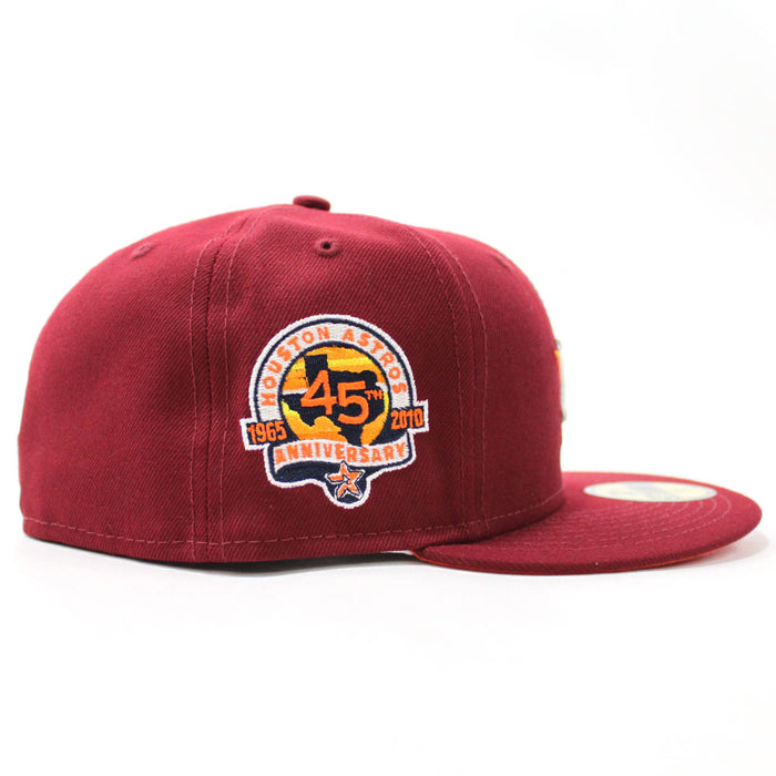 Rocket Houston Astros Cooperstown 45th Anniversary New Era 59Fifty Fitted Hat (Cardnial Orange Under Brim)