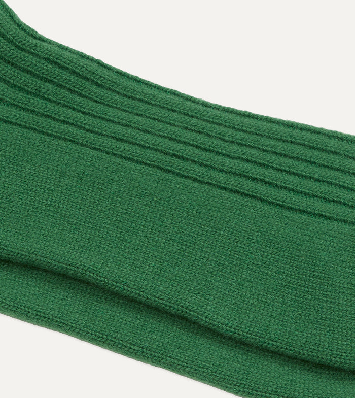 RoToTo Green and Ecru Merino Lambswool Stripe Socks