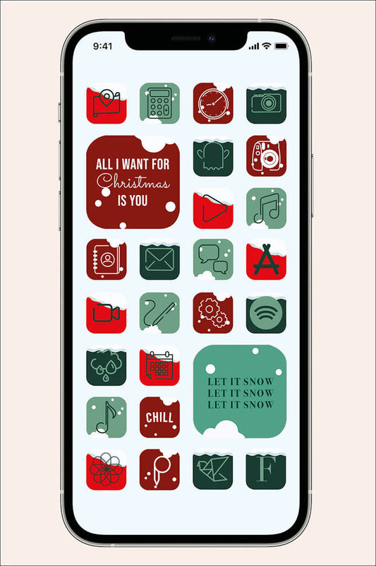 christmas inspired IOS pack with holiday inspired theme for apps and widgets