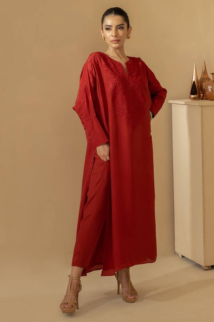 Rust silk with pants