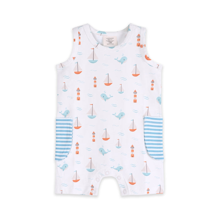 Sailboat Baby Shortie Romper (Organic Jersey)