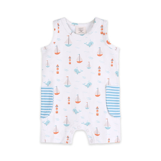 Sailboat Baby Shortie Romper (Organic Jersey)