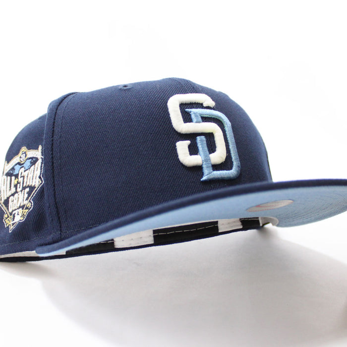 San Diego Padres 2016 All Star Game New Era Fitted 59Fifty Hat (Glow in the Dark Navy Sky Blue Under Brim)