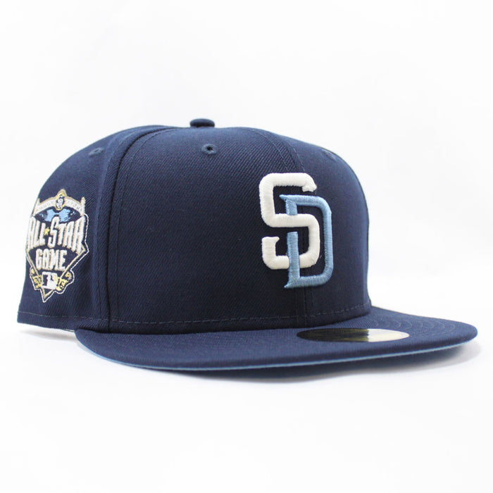 San Diego Padres 2016 All Star Game New Era Fitted 59Fifty Hat (Glow in the Dark Navy Sky Blue Under Brim)