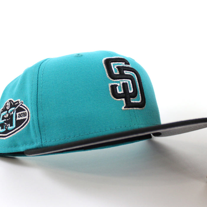 San Diego Padres 50th Anniversary New Era 59Fifty Fitted Hat (Teal Black Gray Under Brim)