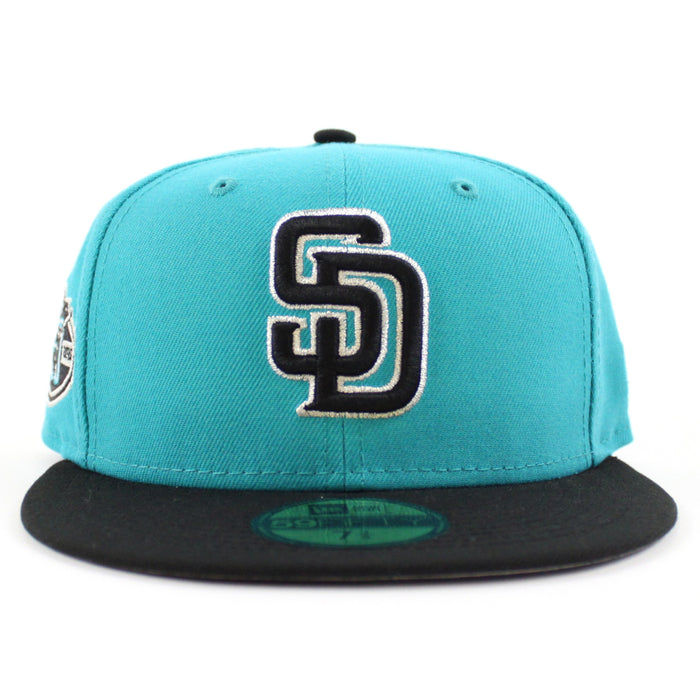 San Diego Padres 50th Anniversary New Era 59Fifty Fitted Hat (Teal Black Gray Under Brim)