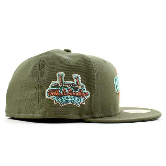 San Francisco Giants 1960-1999 TELL IT GOODBYE New Era 59Fifty Fitted Hat (Zombie Pack Pack Olive Green Green Under Brim)