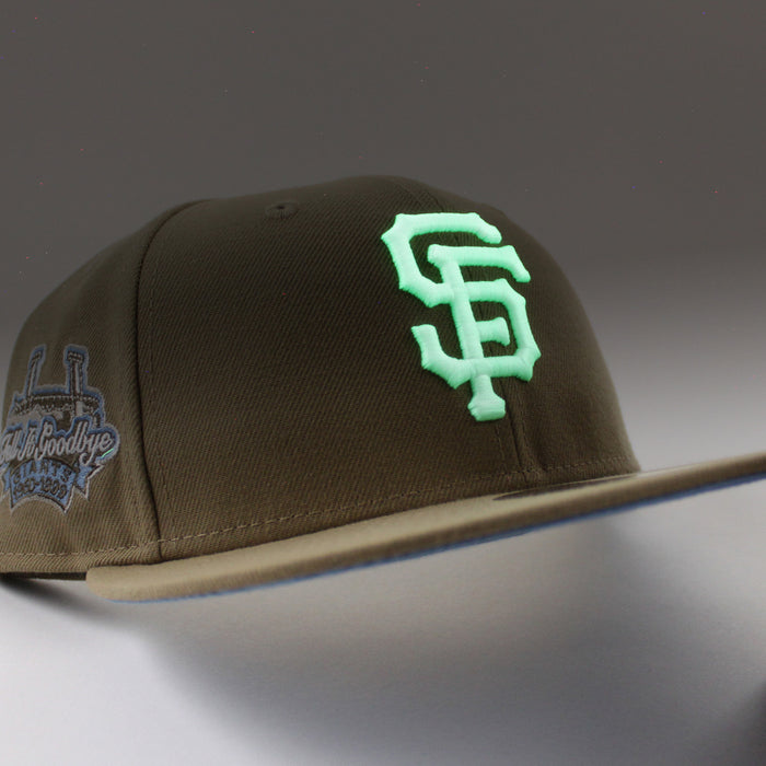 San Francisco Giants 1960-99 TELL IT GOODBYE New Era 59Fifty Fitted Hat (GITD Khaki Sky Blue Under Brim)