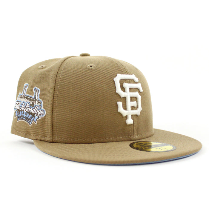 San Francisco Giants 1960-99 TELL IT GOODBYE New Era 59Fifty Fitted Hat (GITD Khaki Sky Blue Under Brim)