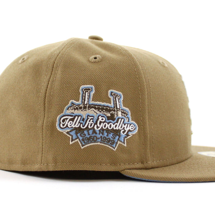 San Francisco Giants 1960-99 TELL IT GOODBYE New Era 59Fifty Fitted Hat (GITD Khaki Sky Blue Under Brim)