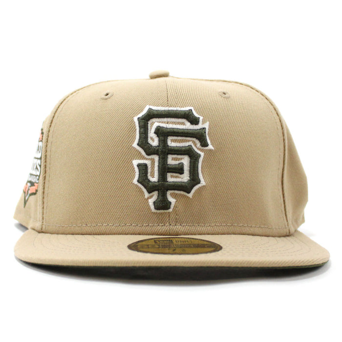 San Francisco Giants 1989 World Series  New Era 59Fifty Fitted Hat (Glow in the Dark Camel Dark Olive Green Under Brim)