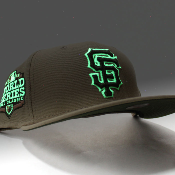 San Francisco Giants 1989 World Series  New Era 59Fifty Fitted Hat (Glow in the Dark Camel Dark Olive Green Under Brim)