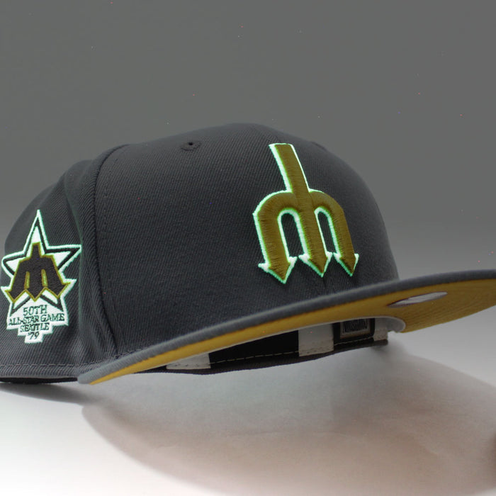 Seattle Mariners 1979 All Star Game New Era 59Fifty Fitted Hat (Glow in the Dark Grey Yellow Under Brim)