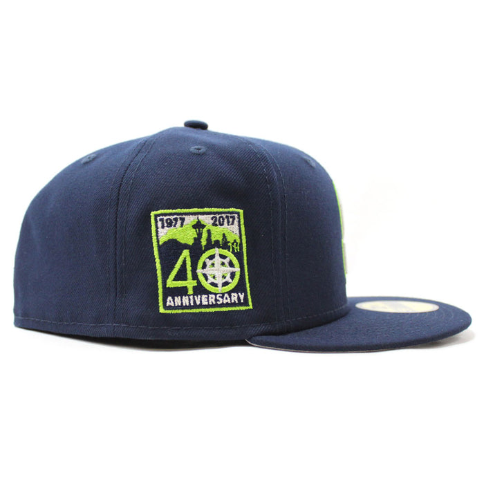 Seattle Mariners 25TH Anniversary New Era 59Fifty Fitted Hat (Glow In The Dark Oceanside Blue Grey Under Brim)