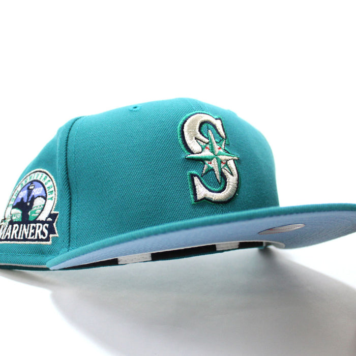 Seattle Mariners 30th anniversary New Era 59Fifty Fitted Hat (Aqua Sky Blue Under Brim)