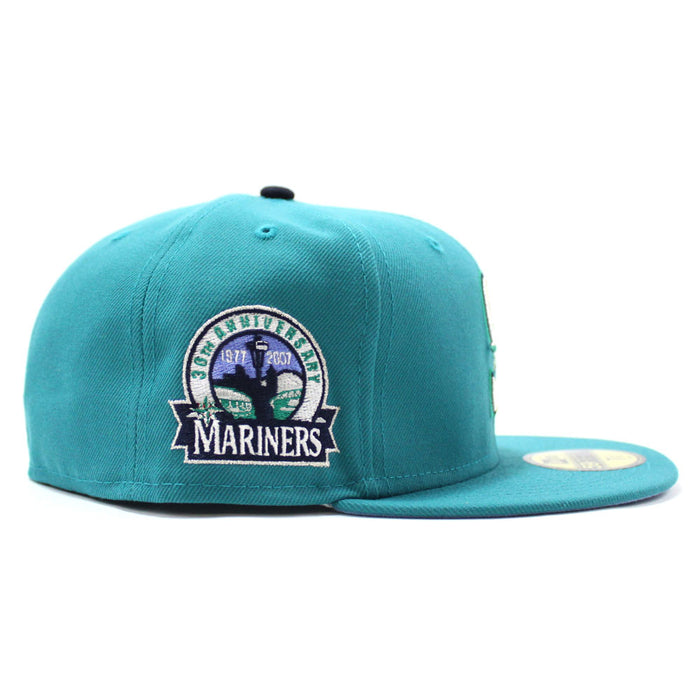 Seattle Mariners 30th anniversary New Era 59Fifty Fitted Hat (Aqua Sky Blue Under Brim)