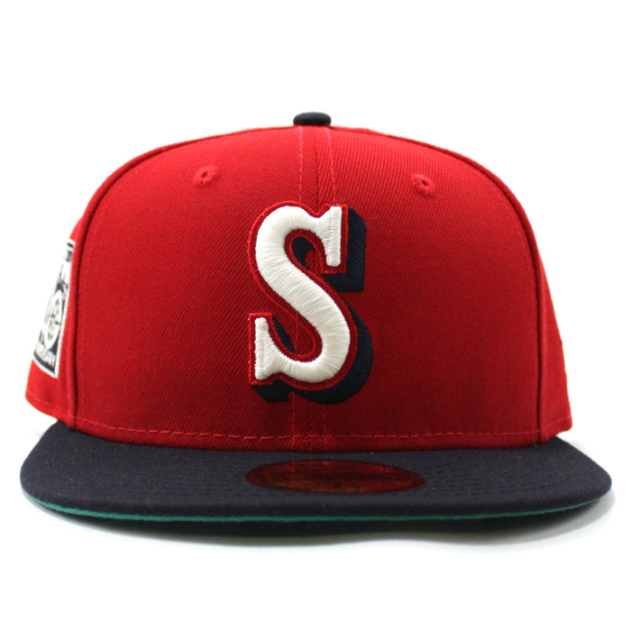 Seattle Mariners 40th Anniversary New Era 59Fifty Fitted Hat (GITD Red Navy Aqua Under Brim)
