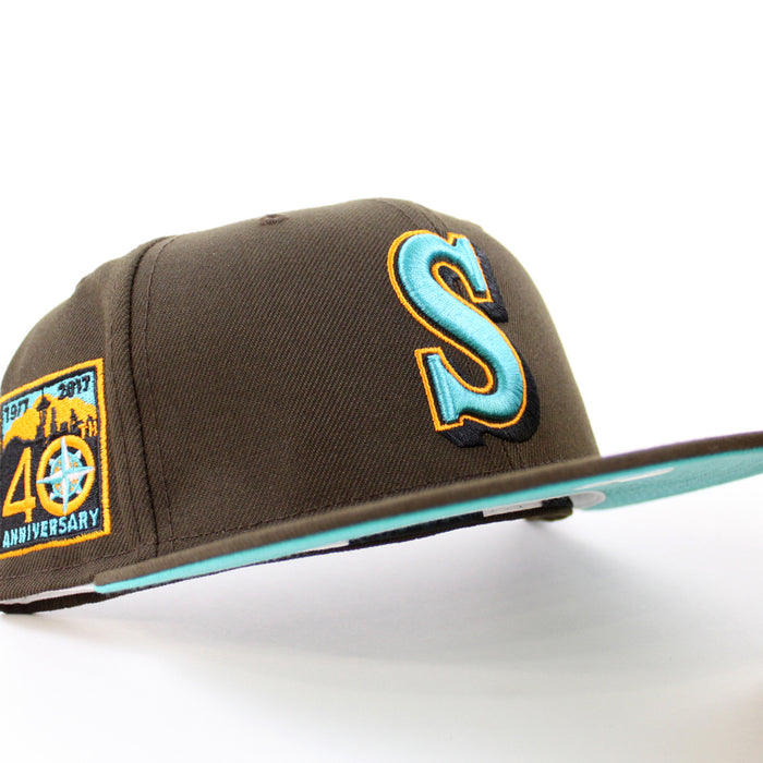 Seattle Mariners 40TH Anniversary New Era 59Fifty Fitted Hat (Walnut Teal Under Brim)