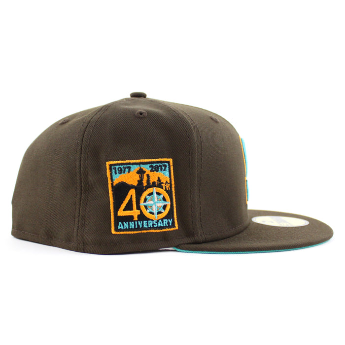 Seattle Mariners 40TH Anniversary New Era 59Fifty Fitted Hat (Walnut Teal Under Brim)