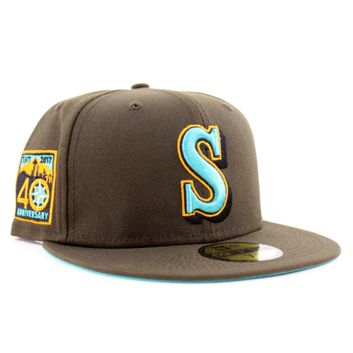 Seattle Mariners 40TH Anniversary New Era 59Fifty Fitted Hat (Walnut Teal Under Brim)