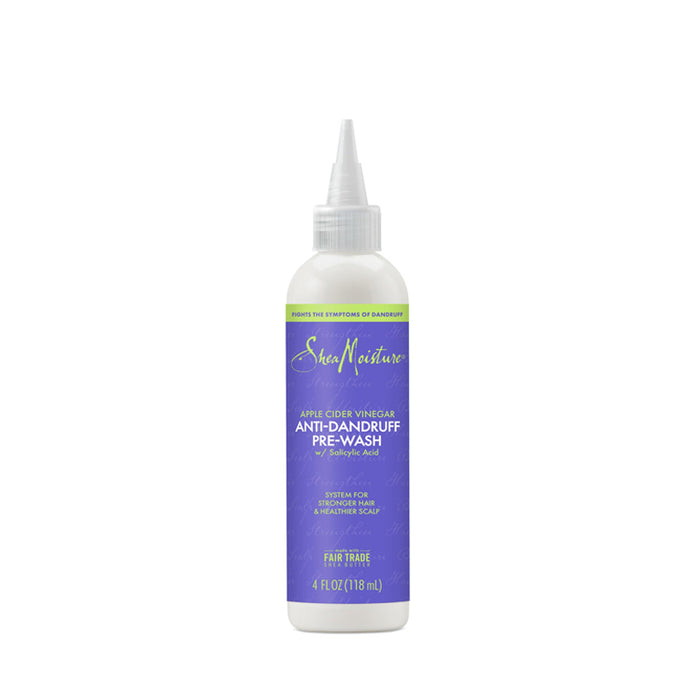 Shea Moisture anti-dandruff pre-wash apple cider vinegar scalp treatment bottle with applicator nozzle 4 fl oz